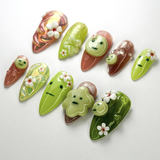 (Handmade) 10pcs/Set Cute Kawaii Pastel Smiski Press On Nails