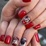 24pcs/Set Red Heart Mickey Short Press On Nails
