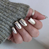 24pcs/Set Silver Mirror Press-On Nails