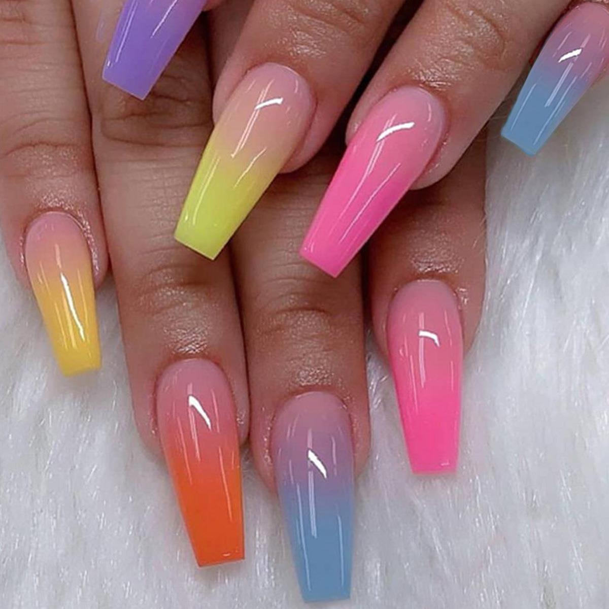 24pcs/Set Colorful Gradient Press-On Nails