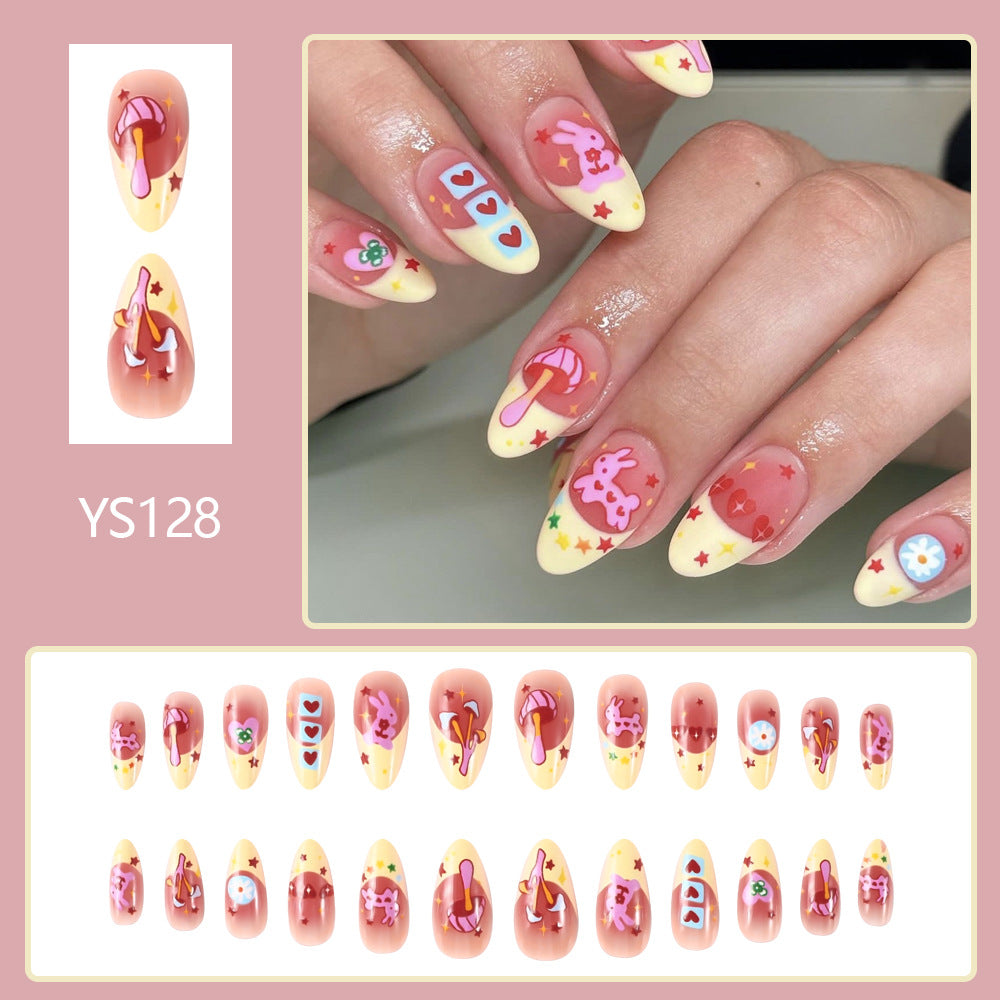 24pcs/Set Heart Bunny and Mushroom Press-On Nails