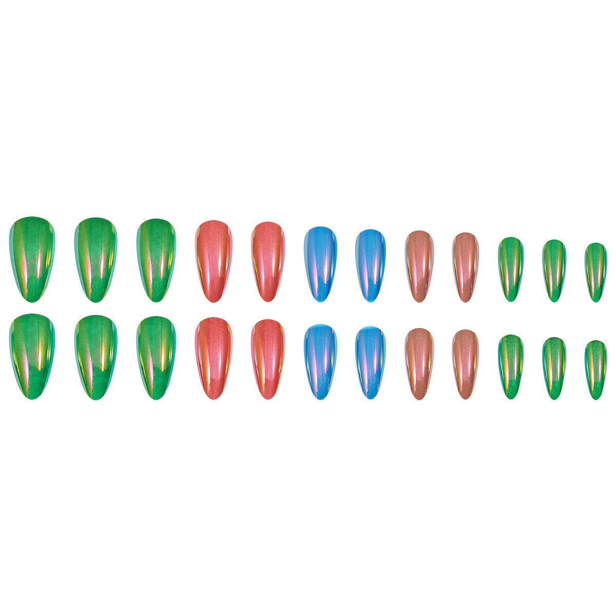 24pcs/Set Holographic Multicolor Press-On Nails