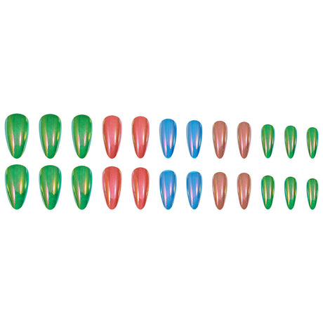 24pcs/Set Holographic Multicolor Press-On Nails