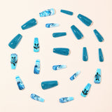 24pcs/Set Blue Ocean Waves & Sea Turtle Press-On Nails