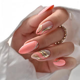 24pcs/Set Pink Swirl Press-On Nails