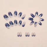 24pcs/Set Icy Blue Gradient Glitter Press On Nails