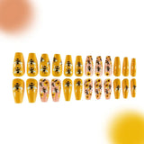 24pcs/Set 3D Embossed Bumblebee Flower Press-On Nails