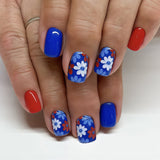 24pcs/Set Blue and Red floral Press-On Nails