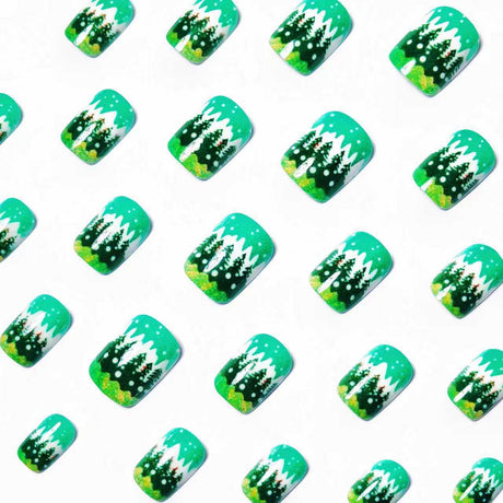 24pcs/Set Christmas Snowflake Tree Press-On Nails
