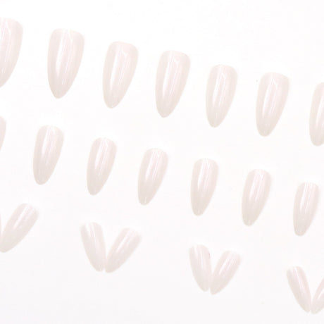 24pcs/Set Aurora Pearlescent White Press-On Nails