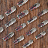 24pcs/Set Fishing Net Red Rose Press-On Nails