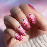 24pcs/Set Red Hearts with Glitter Gradient Press-On Nails