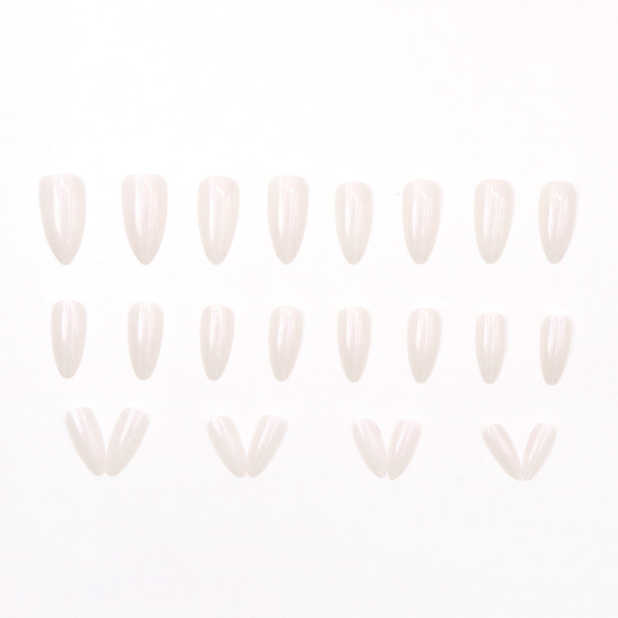 24pcs/Set Aurora Pearlescent White Press-On Nails