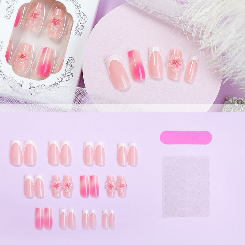 24pcs/Set 3D Art Flower Press-On Nails