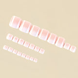 24pcs/Set Pink to White Gradient Press On Toe nails