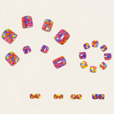 24pcs/Set Colorful Flash Glitter Press On Toe Nails