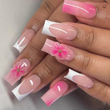 24pcs/Set 3D Art Flower Press-On Nails