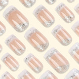 24pcs/Set Glitter French Tip Press-On Nails