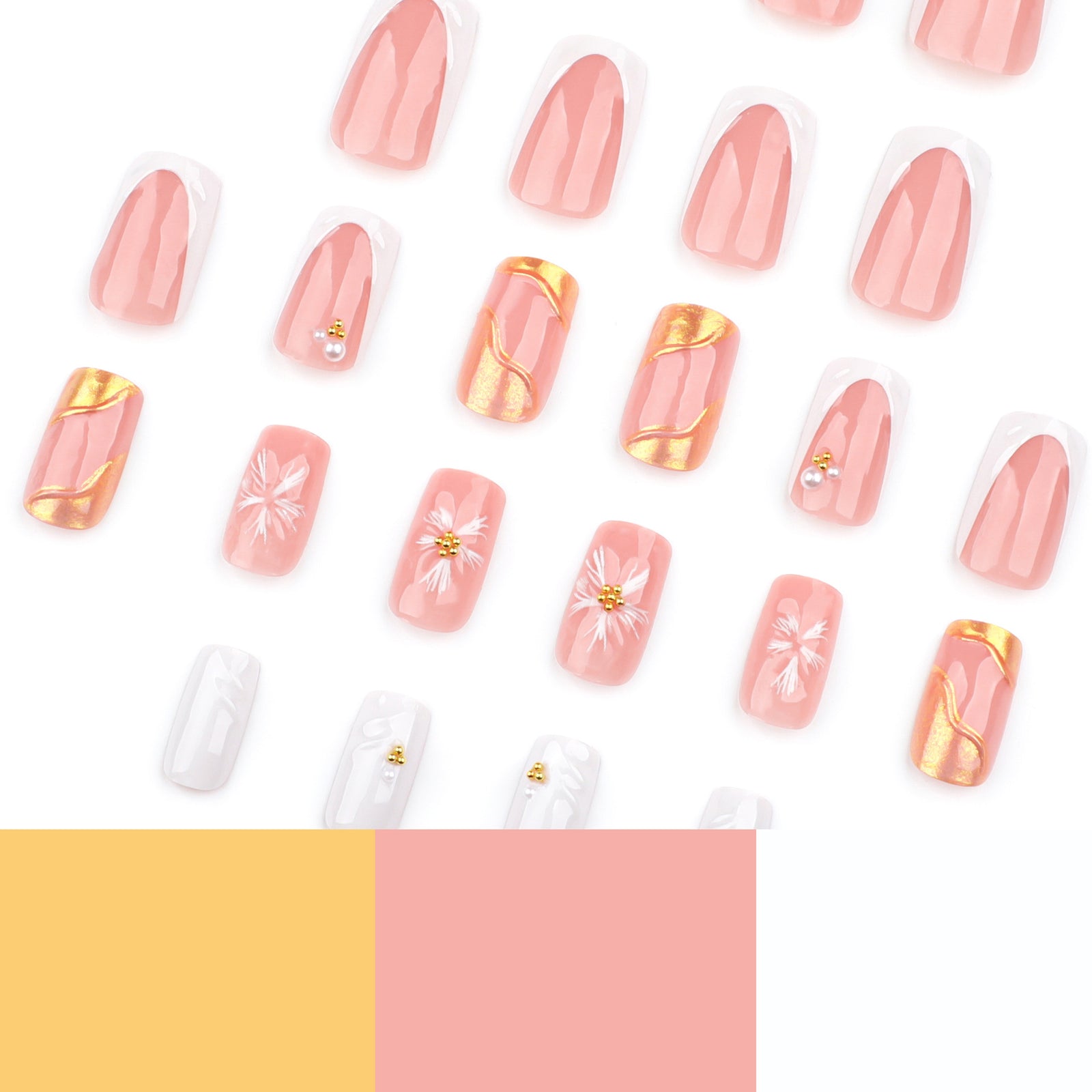 24pcs/Set Gilded Marble Effect Press-On Nails