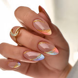 24pcs/Set Gold Glitter Lines Press-On Nails