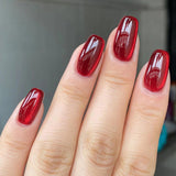 24pcs/Set Cat Eye Red Solid Color Press-On Nails