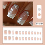 24pcs/Set Glitter French Tip Press-On Nails