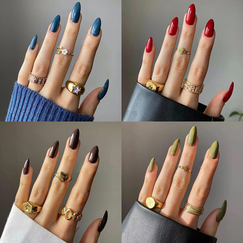 24pcs/Set Solid Color Press-On Nails