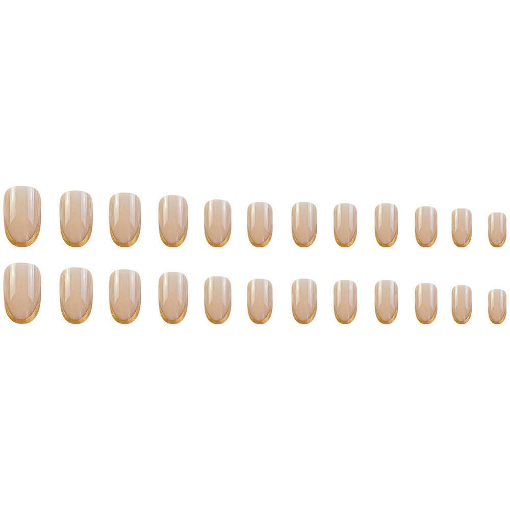 24pcs/Set Gold Edge French Tip Press-On Nails