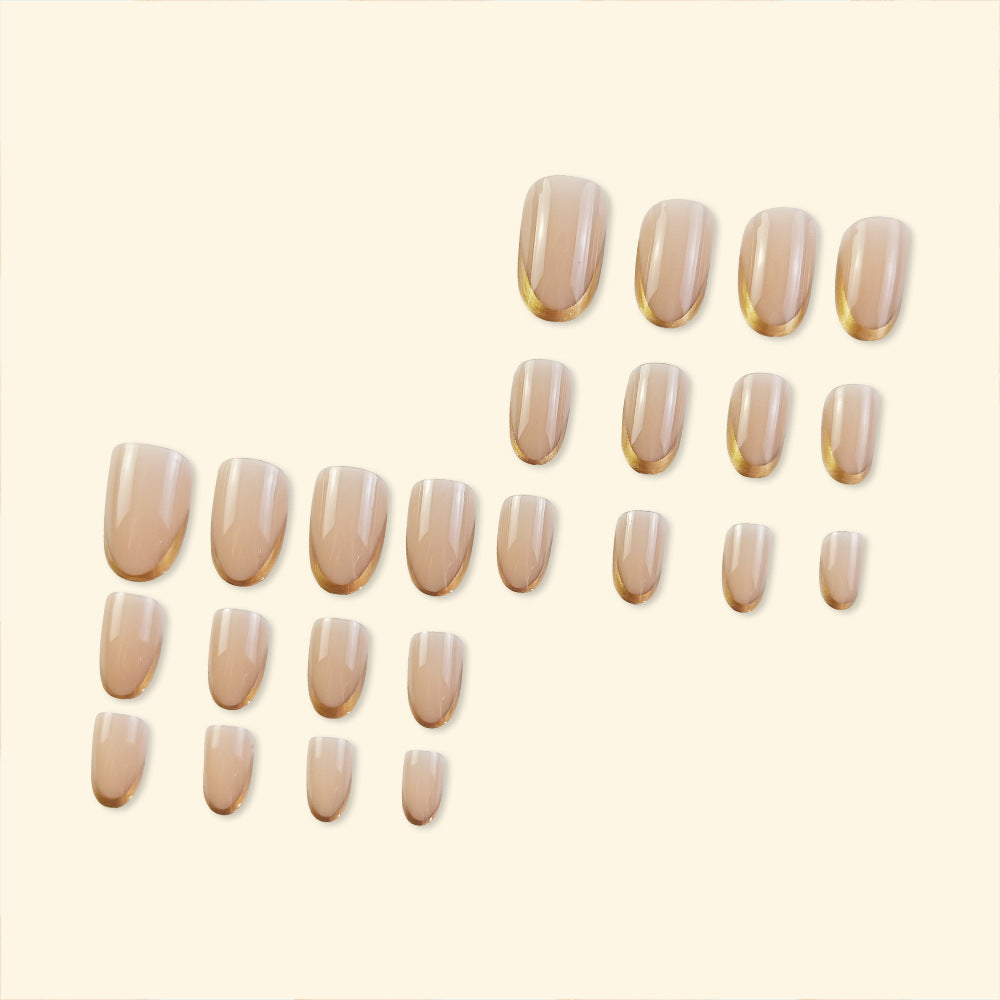 24pcs/Set Gold Edge French Tip Press-On Nails