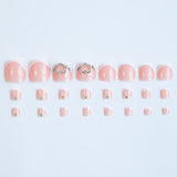 24pcs/Set White French Press On Toe Nails