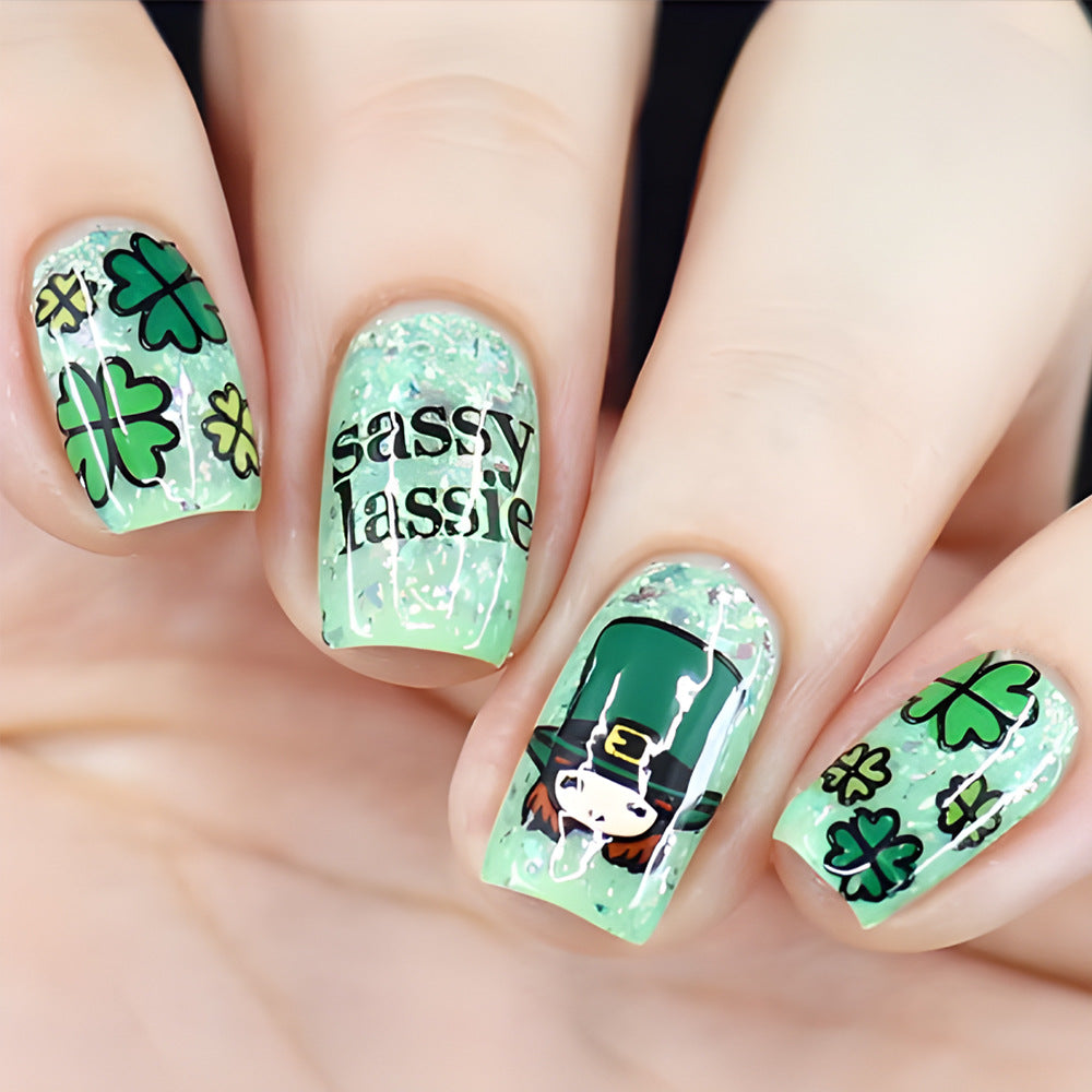 24pcs/Set Four-Leaf Clover St. Patrick's Day Press-On Nails