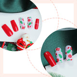 24pcs/Set Red Santa Hat Candy Press-On Nails