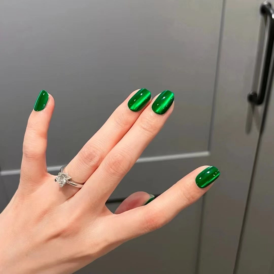 24pcs/Set Green Cat Eye Press-On Nails