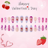 24pcs/Set Heart Cherry Press-On Nails