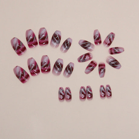 24pcs/Set Purple Red Ombre Press-On Nails