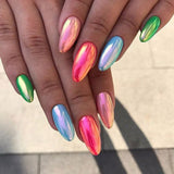 24pcs/Set Holographic Multicolor Press-On Nails
