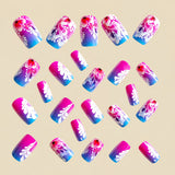 24pcs/Set Pink Botanical Flowers Press-On Nails