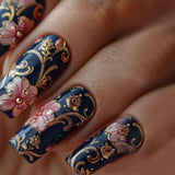 24pcs/Set 3D Embossed Red Rose Press-On Nails