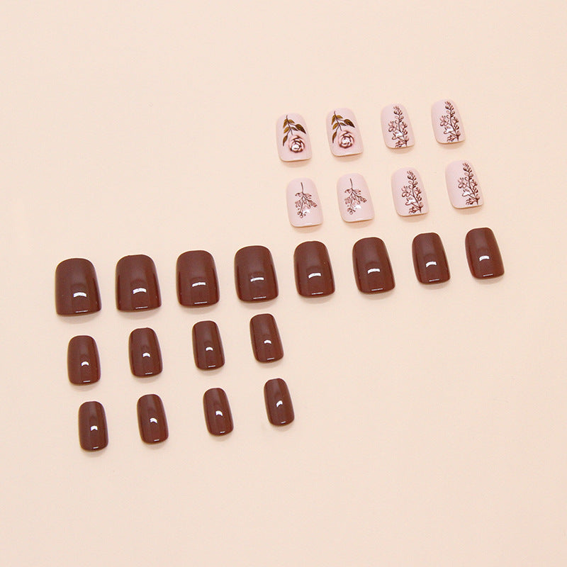 24pcs/Set Minimalist Rose Short Press-On Nails