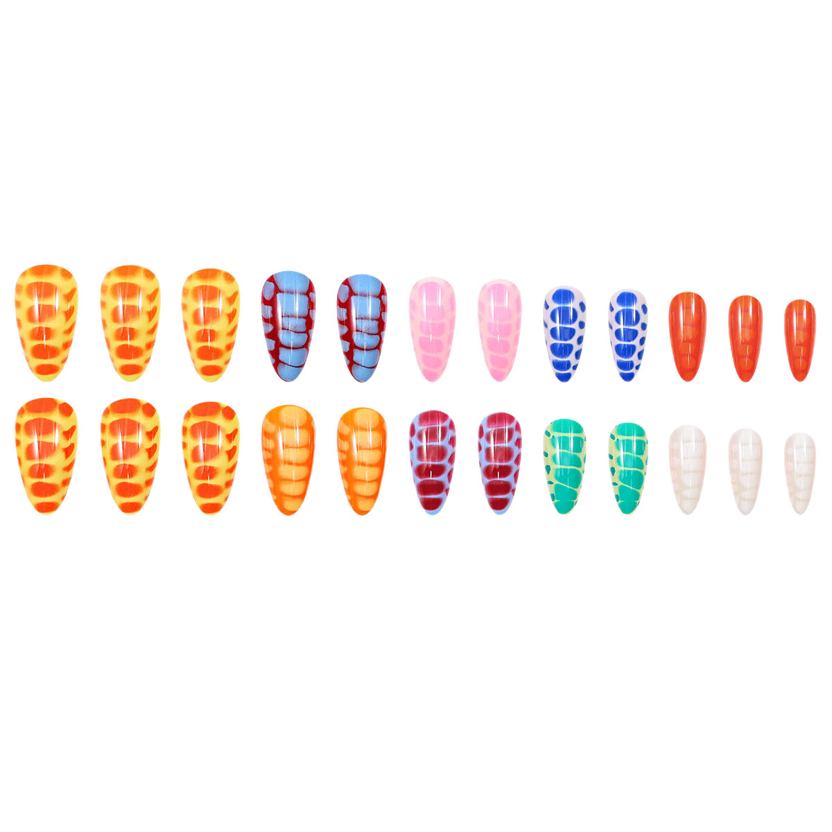 24pcs/Set Colorful Veins Press-On Nails