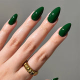 24pcs/Set Solid Dark Green Press-On Nails
