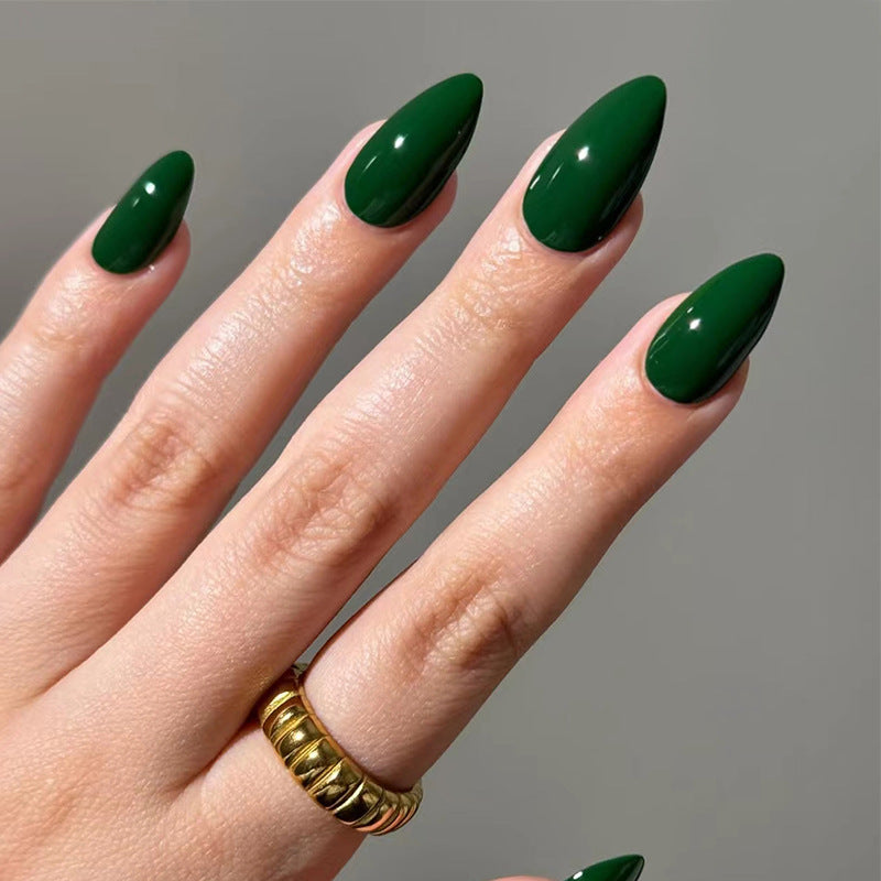 24pcs/Set Solid Dark Green Press-On Nails