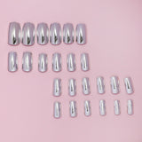 24pcs/Set Silver Mirror Press-On Nails