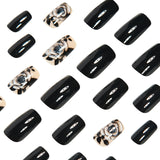 24pcs/Set Black Roses Press-On Nails