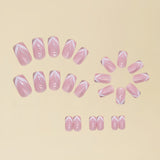 24pcs/Set Silver Pink Swirl Press-On Nails