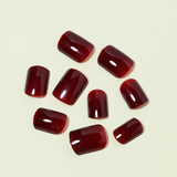 24pcs/Set Wine Red Short Press-On Nails