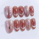 (Handmade) 10pcs/Set Blush Cat Eye Press-On Nails