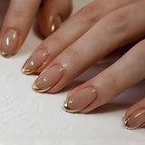 24pcs/Set Gold Edge French Tip Press-On Nails