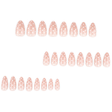 24pcs/Set Minimalist White Polka Dots Press-On Nails