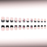 24pcs/Set Black French Heart Patch Press-On Nails